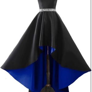 Chic Black and Blue High-Low Dress
